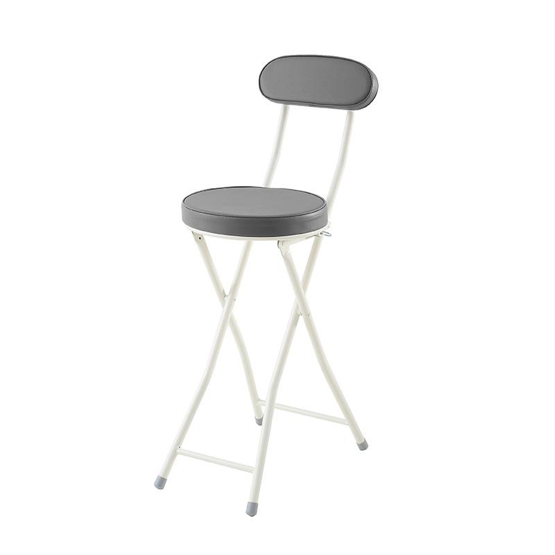 For Tall Table Chair Folding Portable Coffee Dining Chairs PU Backrest White Fashion Bar Furniture Narrow Space Storage