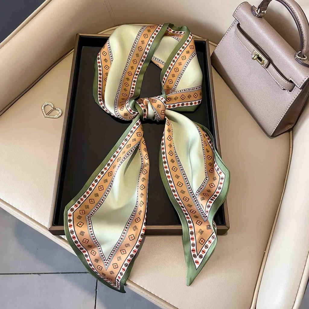 Art French Polka Dot Long Silk Scarf Femininity Versatile High Sense Spring and Autumn New with Shirt Scarf Belt