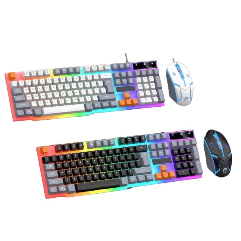 Corded Gaming Keyboard and Mouse Combo LED Backlit Mechanical Keyboard 1600DPI Mouse Keyboard PC Gamer Accessories