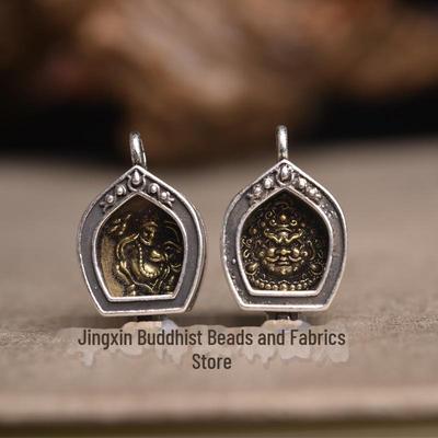 Tibetan Silver Zhajiram Gawu Box Pendant: Yellow Wealth God, DIY Handmade Jewelry Accessory