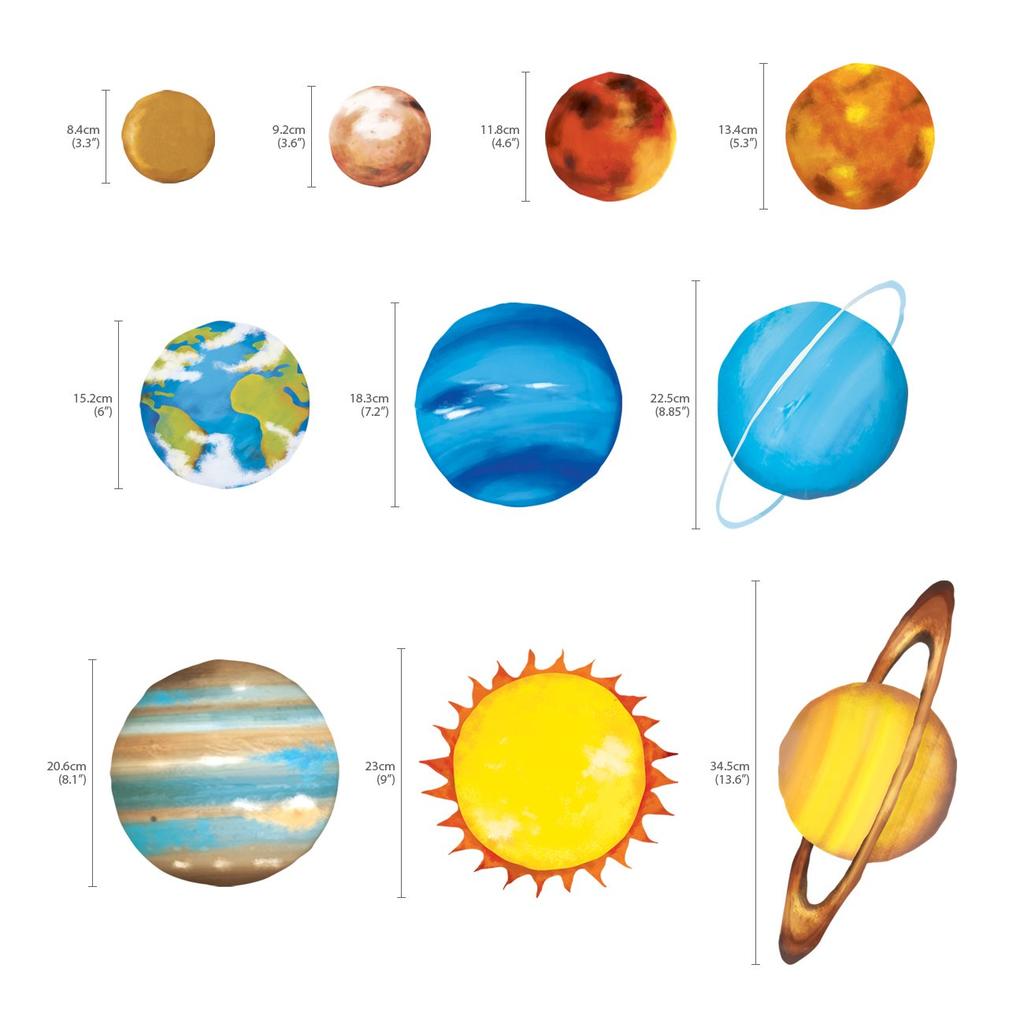 DECOWALL Space and Planets Wall Kids Wall Transfer Wall Art Bathroom Kids Wallpaper DS8-1307 (Medium) Sticker, Decor, Kindergarten, Nursery, Room,