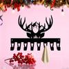 Vintage Iron Deer Head Wall Hook Coat Rack with 8 Hooks for Entryway