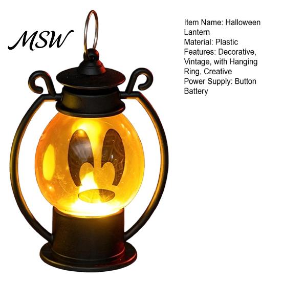 Funny Ghostly Face Halloween Ghost Night Light, Portable Retro LED Lamp with Hanging Light Ring, Battery Operated Vintage Horse Lantern for
