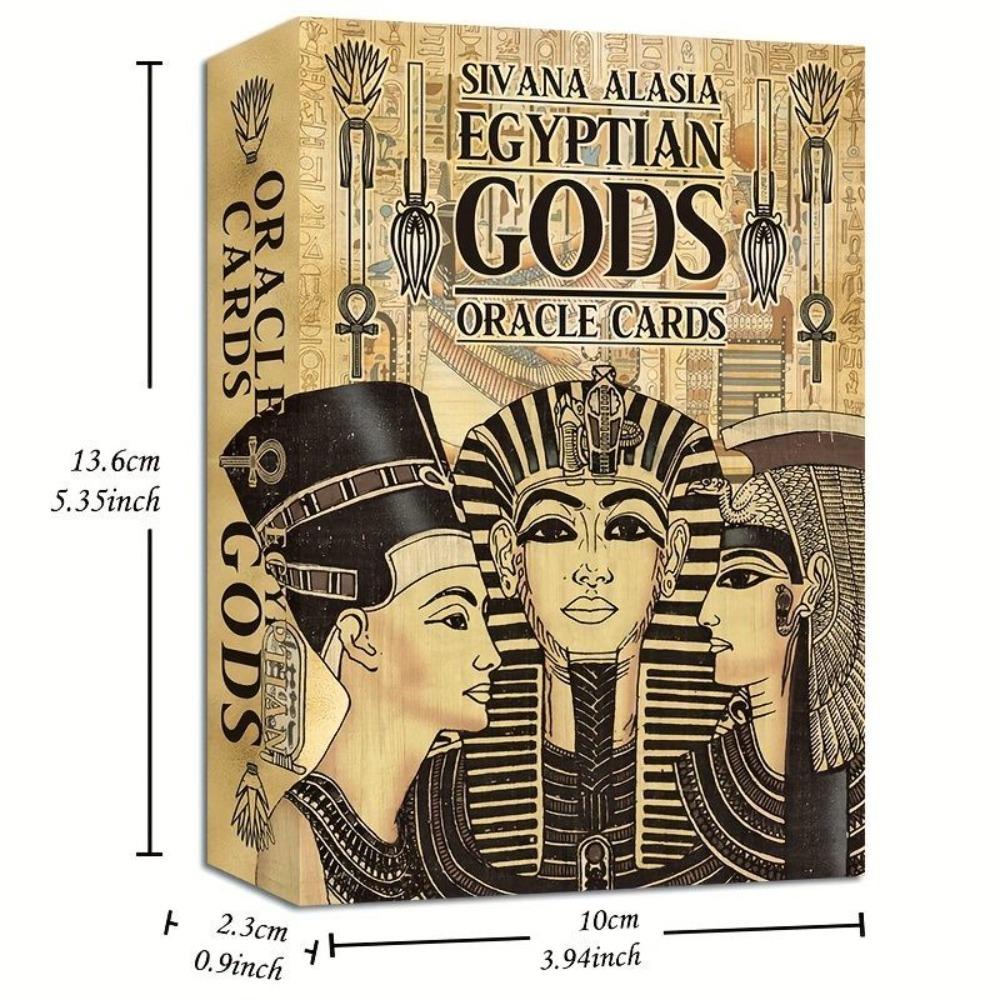 Egyptian Gods Oracle Cards 12.6*8.9cm - Ancient Egypt Divination Deck for Meditation, Guidance - Papyrus Art Style