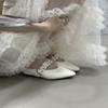 Inner Height Increase Rivet Bag Head Half Slippers Women's Summer Wear 2025 New Leopard Print Pointed Mary Jane Cool Slippers Silver
