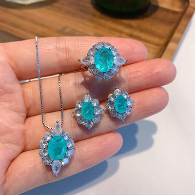 Jewelry Retro Colored Treasure Imitation Paraiba, Dan Shape 8 * 10 Set