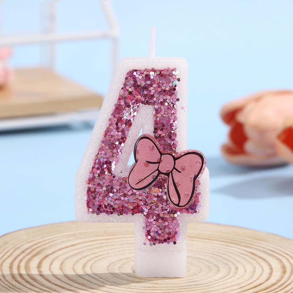 Handmade Overlock Bow Number Birthday Candles for Cake Decoration and Party Atmosphere