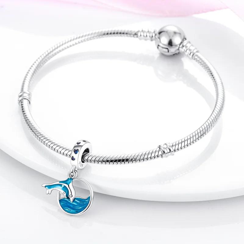 Charms Coppersummer Ocean Blue Dolphin Beads Fit Charms Plataoriginal Bracelet Beads Women Jewellery Making Diy