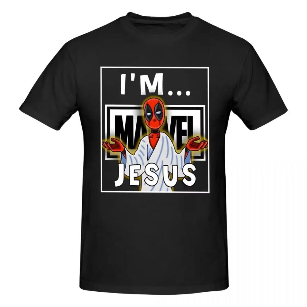 

POOL JESUS Мужская футболкаX-Men Повседневная футболка с коротким рукавом и круглым вырезом 100% хлопок Новая поступление Одежда XXXXXL чёрный