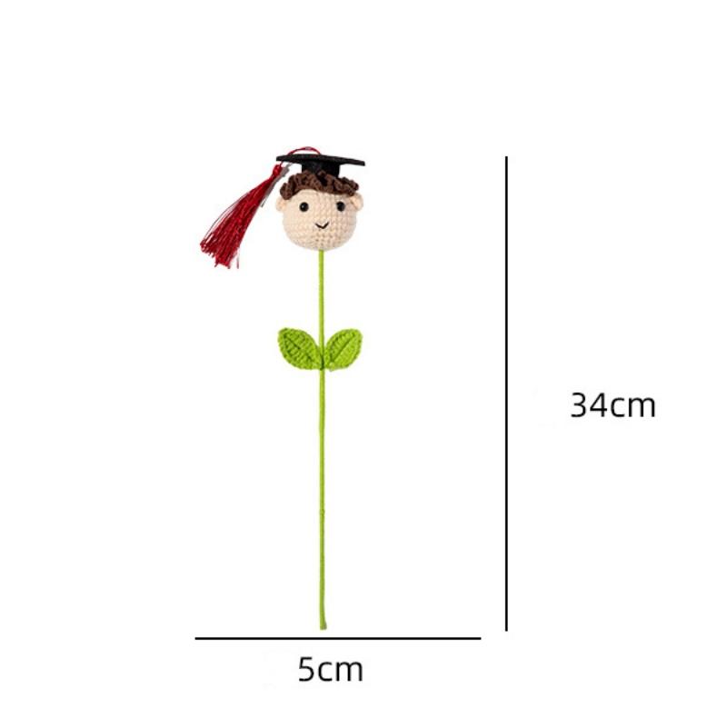 1Pcs Graduation Knitted Doctor Hat Bouquet Shiba Inu Plush Flower For Boys Girls Teacher Appreciation Gift Home Decoration