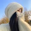 Face little rabbit hair hat women's winter warm wool hat big head circumference temperament white plush knitted ear protector cold hat