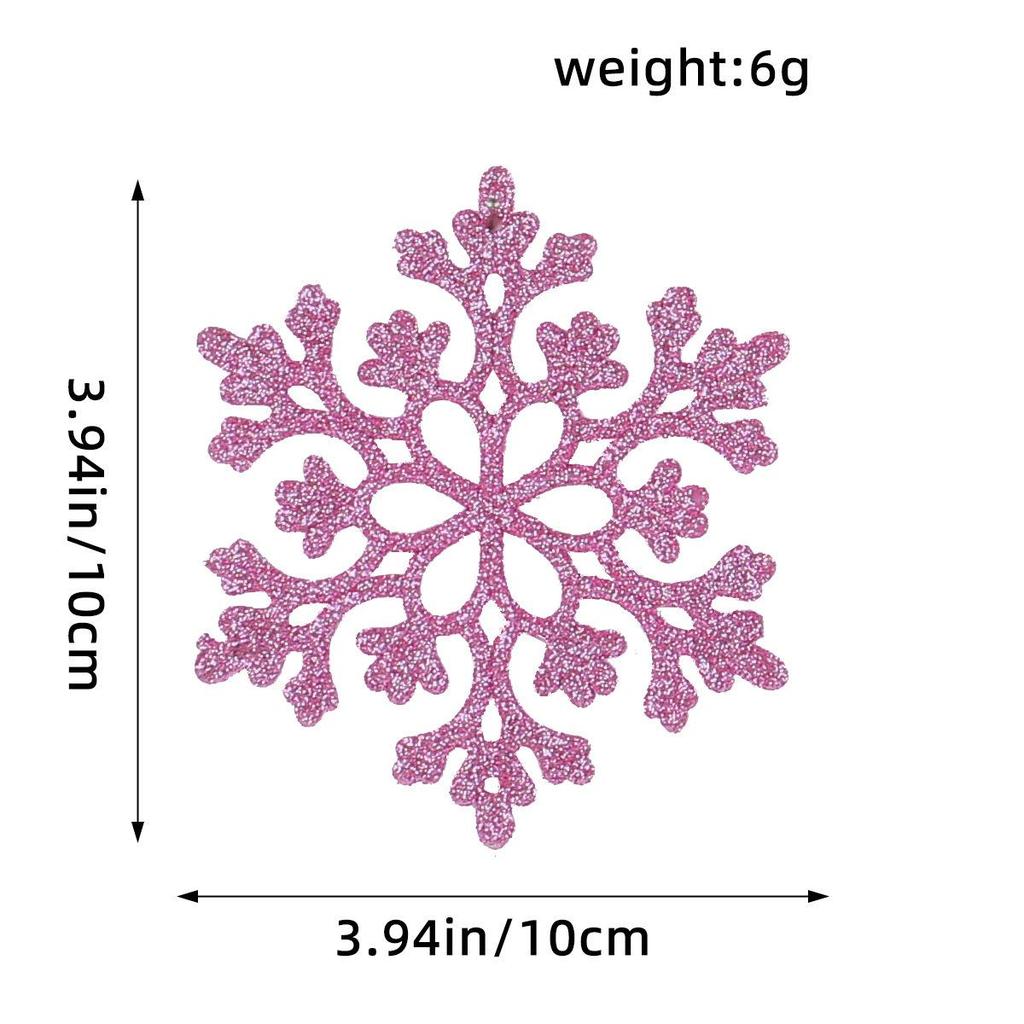 10CM Plastic Snowflake Christmas Tree Decorations - Hollow Powdered Snowflake Pendants