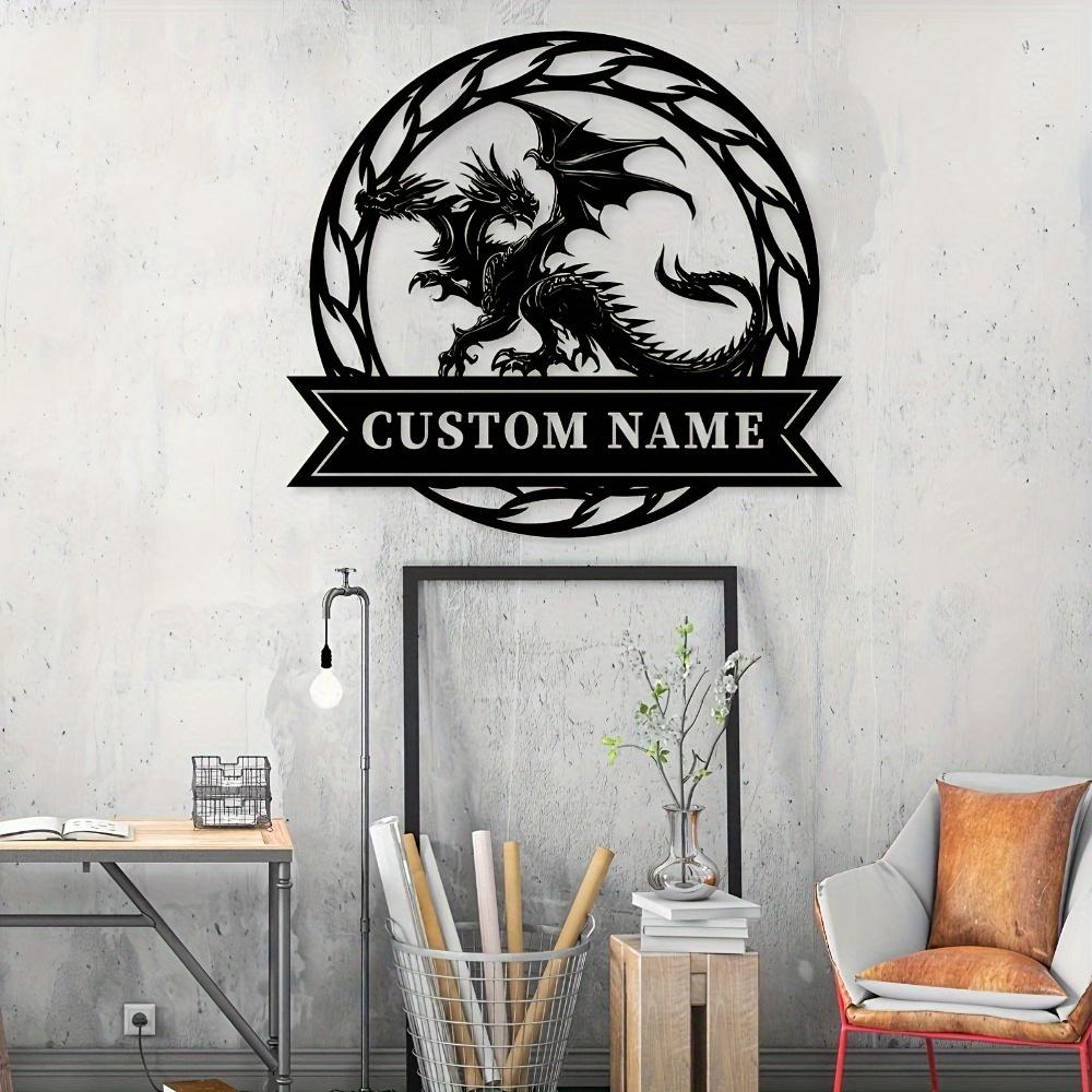 Drachen Metall Wandkunst Anpassbar Mattes Zinnblech Schild Hängend Wohnkultur