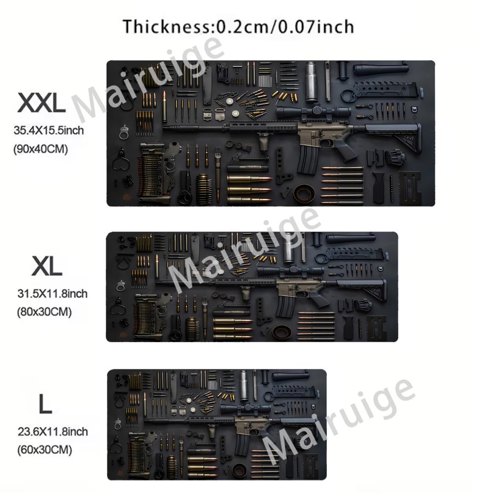 Super Cool Gun Model Keyboard Mouse Pad Desk Mat D Gaming Mouse Pad Gift Mouse Pad with NonSlip Rubber Base Stitched Edges
