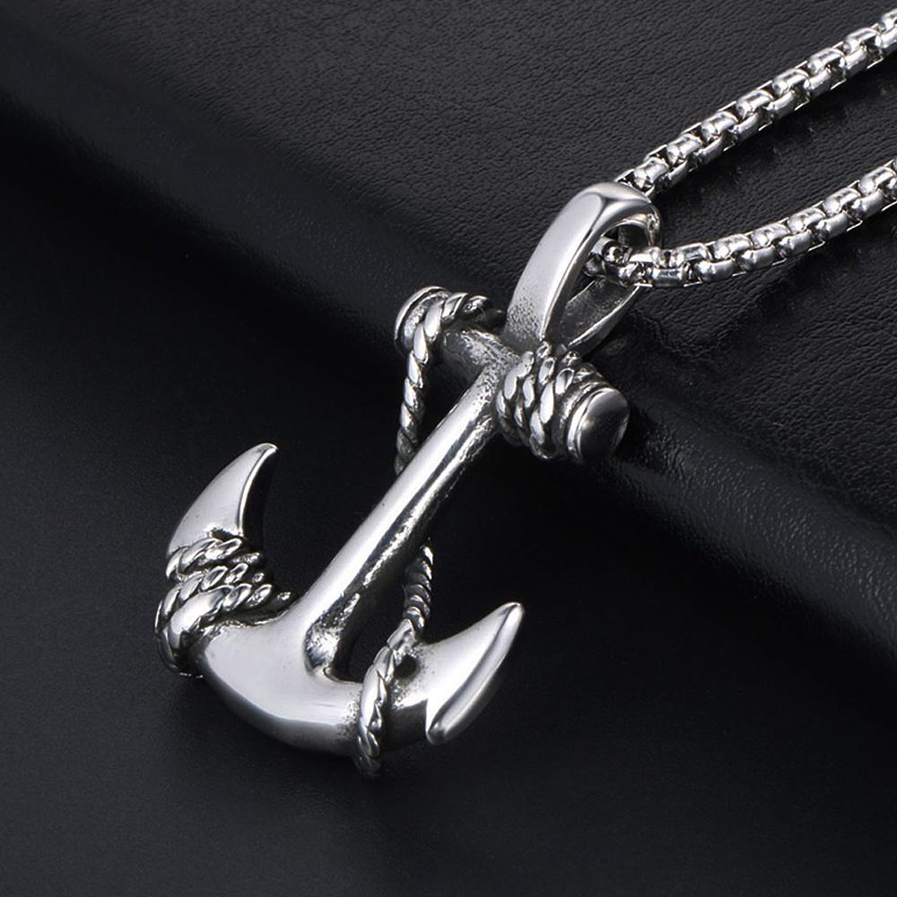 Vintage Personality Viking Anchor Necklace Pendant for Men Punk Stainless Steel Chain Anchor Pendant Men Jewelry Gift Wholesale