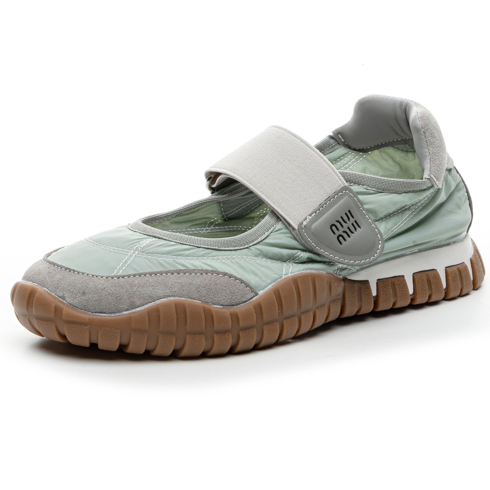 

Шкіряні туфлі Мері Джейн на платформі серії miu для повсякденного носіння весна 2025 нові з круглим носком на липучці спортивно-повсякденні жіночі 37 світло-сірого кольору