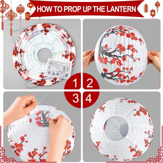 60 Pieces Chinese Japanese Paper Lantern Includes 8 Cherry Blossom Japanese Paper Lantern 52 Chinese Red Lanterns 12 Inches Red Cherry Flowers Paper