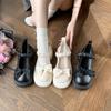 French Mary Jane Shoes Women's 2025 Spring and Autumn New Pearl Bow Girl Single Shoes Thick Heel Fairy Style Loafers