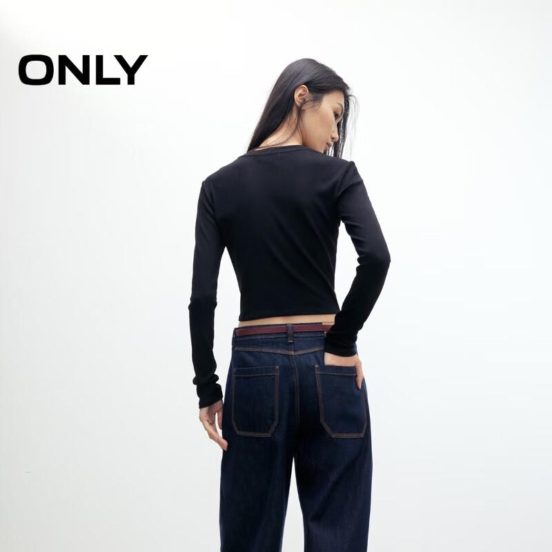 ONLY Women's Ribbed Seam Long Sleeve T-Shirt