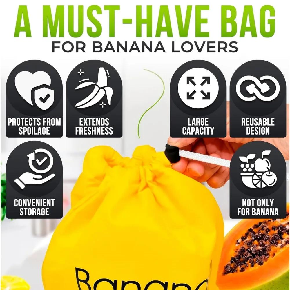 1-9Pcs Durable Yellow Banana Storage Bags Insulated Fruit Vegetable Fresh-keep Bundle Pocket Drawstring Banana Preserve Bag