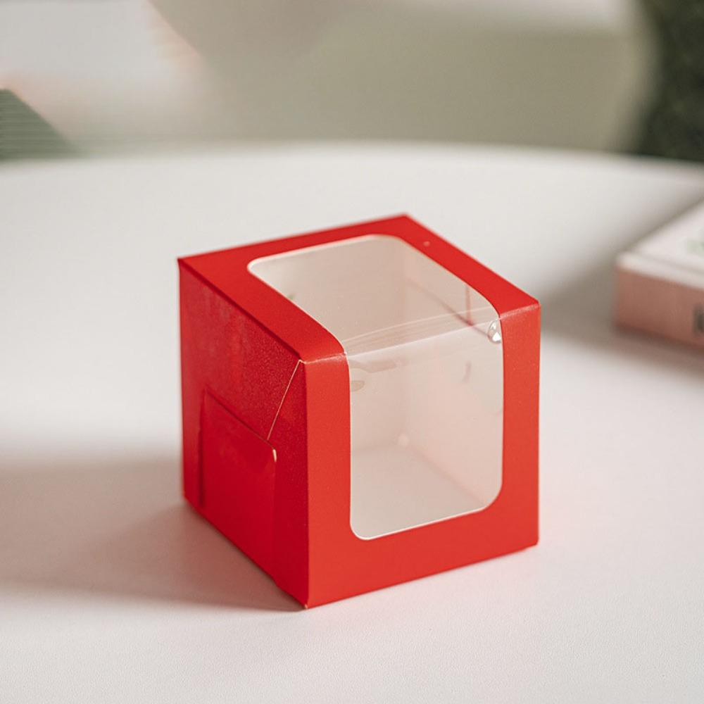 

50 шт. Подарочная коробка с прозрачным окном, подарочная упаковочная коробка для крафт-бумаги, коробки для угощений на свадьбу, день рождения, вечеринку, подарочная упаковка, коробка для мыла 50pcs 8.5x8.5x8.5cm красный