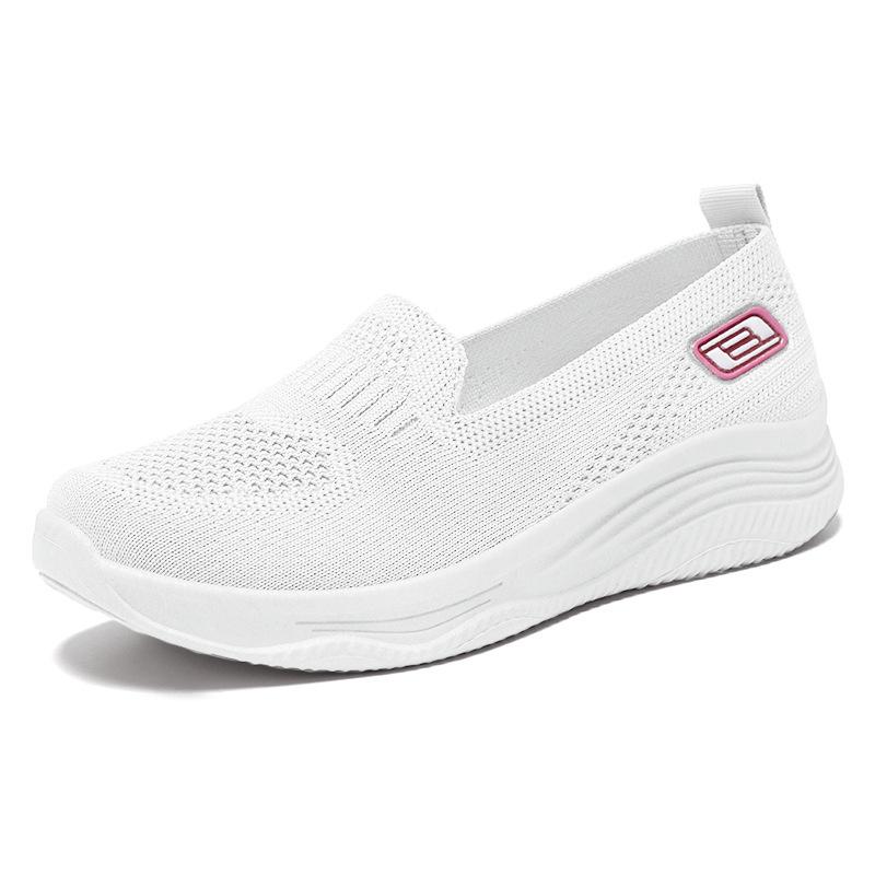 Кроссовки-лоферы для женщин Кроссовки без шнуровки Нескользящая прогулочная обувь Легкие лоферы Обувь для тренировок в тренажерном зале Дышащие повседневные кроссовки на плоской подошве для женщин 41 белый 1729₽