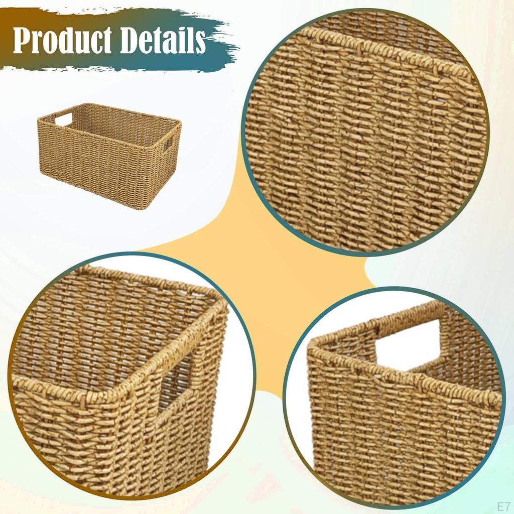 Decorative Rectangular Storage Basket Made of Imitation Rattan for Bathrooms Rooms.