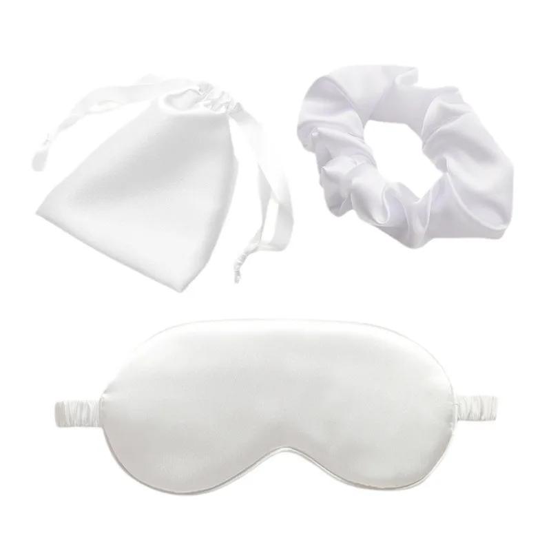 

Silk-like sleeping eye mask with storage bag and scrunchie, soft cooling eye mask for face белый