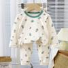 Kids Autumn Lycra Cotton Thermal Underwear Set Boys Girls Baby Base Layer Homewear Pajamas Two Piece Suit