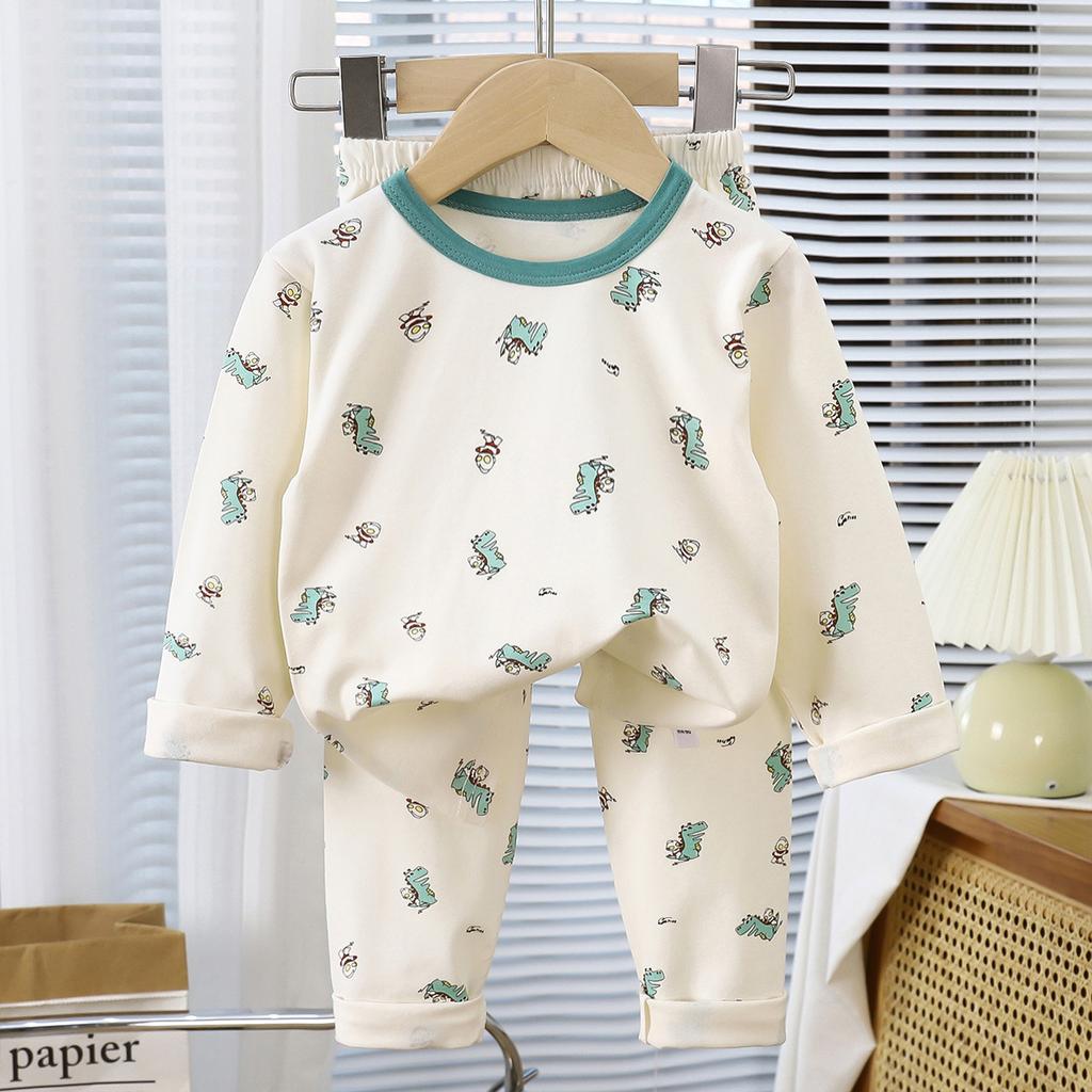 Kids Autumn Lycra Cotton Thermal Underwear Set Boys Girls Baby Base Layer Homewear Pajamas Two Piece Suit