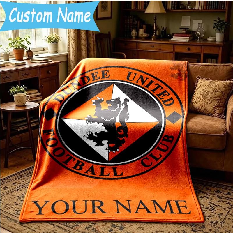 Custom Name Dundee United Crest Design Blanket Bedding Blanket for Women Men, Soft Throw Blankets for Couch,Bed, picnic, Christmas gifts