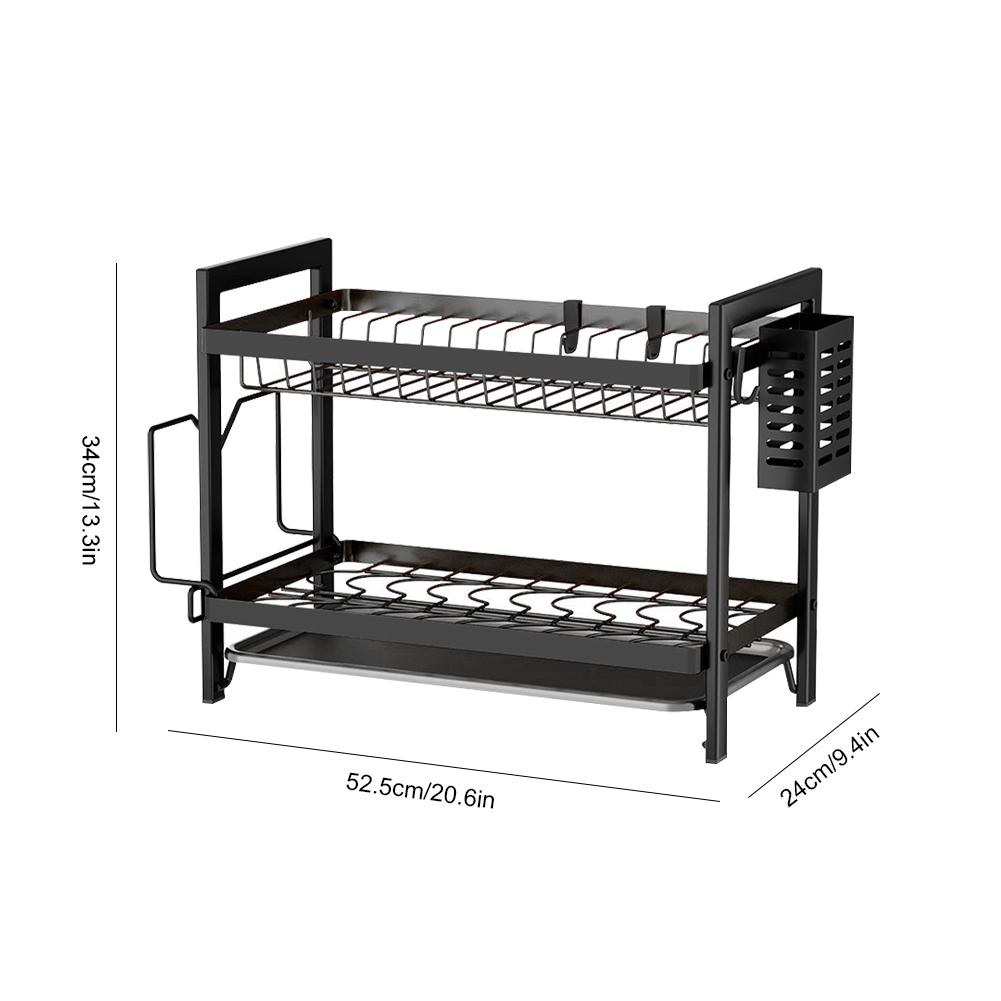 2026 Dish Drying Rack Kitchen Adjustable Stainless Steel 2 Tier Plates Organizer Dish Bowl Drainer Storage Rack Kitchen Utensils