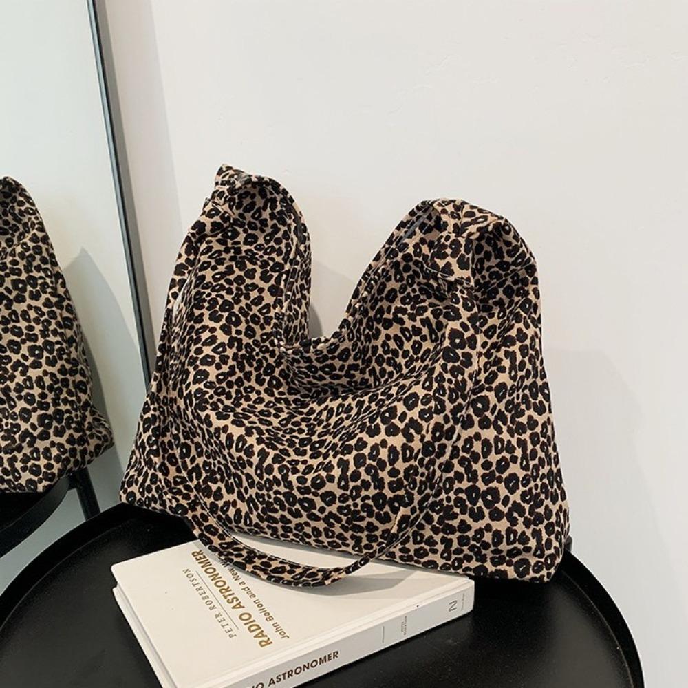 Koreanischer Stil Leopardendruck Umhängetasche Messenger Bag Damen Handtasche Süße Canvas Tasche Damen