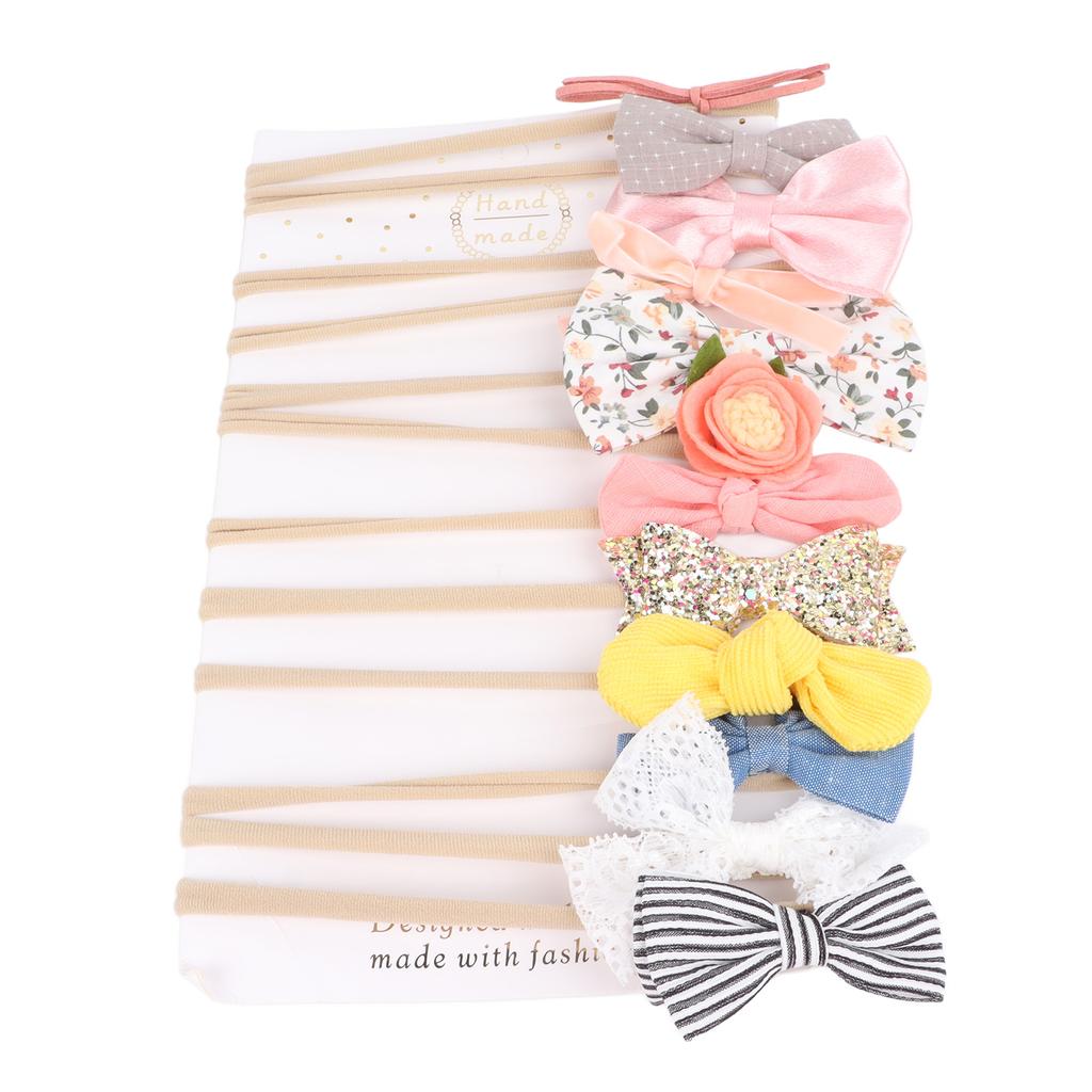 12pcs Baby Bows Hair Ties Elastic Multi Color Cute Ponytail Hairband for Toddlers Girls