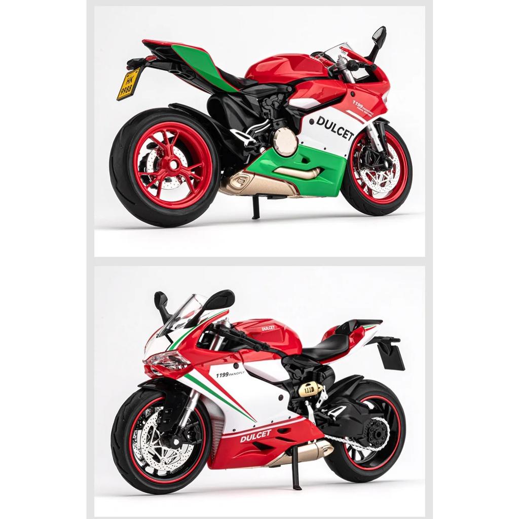 1/12 Ducati 1199 Panigale Alloy Racing Motorcycle Model Diecast Metal Toy Street Sports Motorcycle Model Sound and Light Childrens Gift