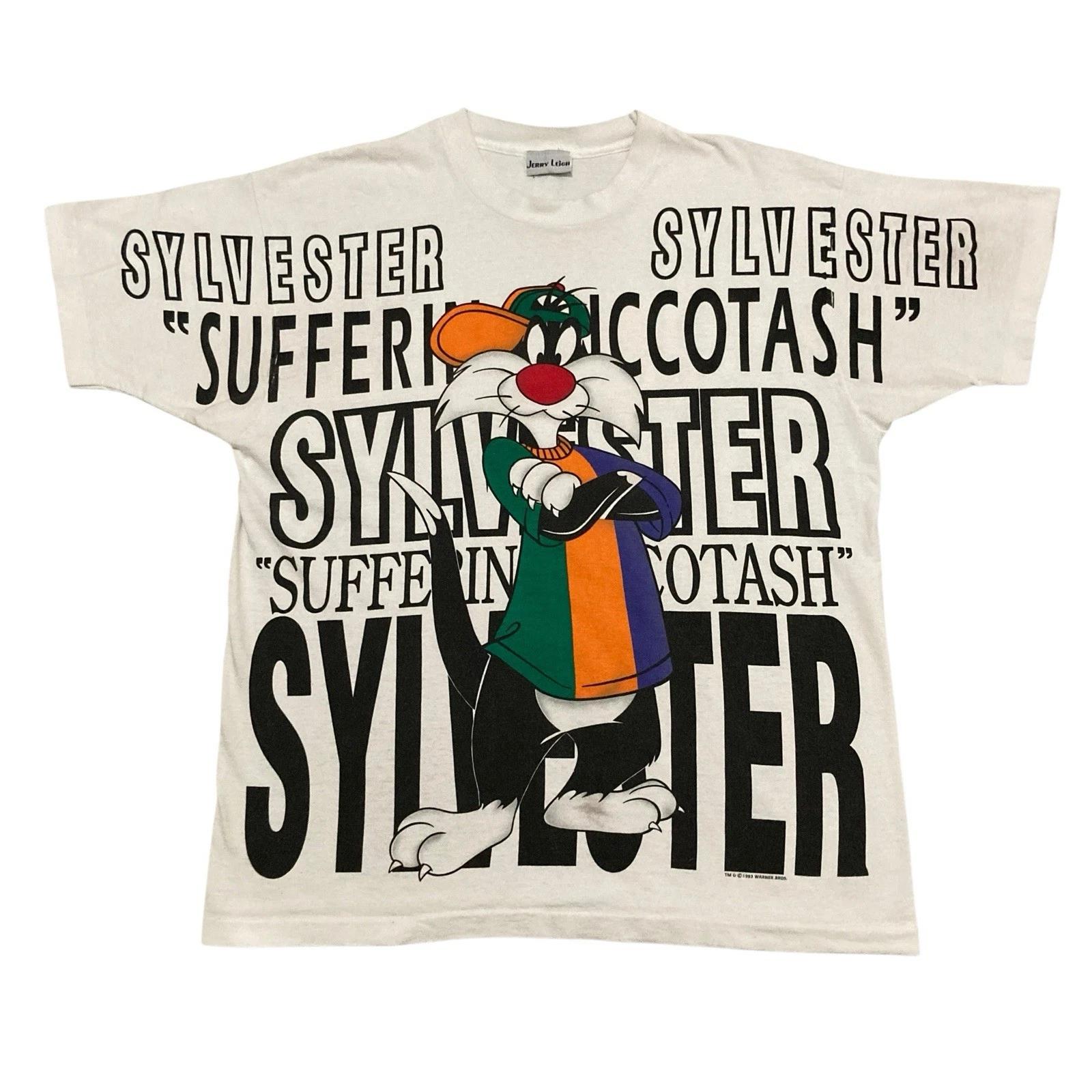 VTG 90s Jerry Leigh Sylvester the Cat AOP T-shirt XL Single Stitch Looney Tunes 2XL