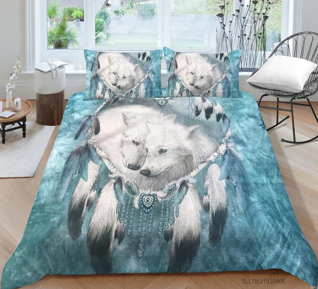 Bedding Polished Four-Piece Set Custom Animal Wolf Print Three-Piece Set Quilt Cover Sheet