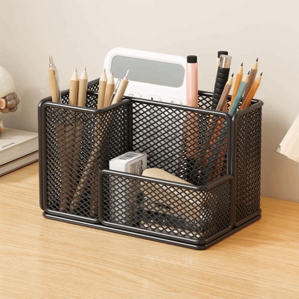 Carbon Steel Mesh Desk Organizer Metal Mesh Stationery Storage Rack Desktop Pen Holder  School Use
