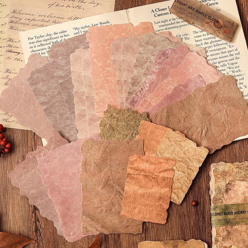 Journamm 28 Sheets Vintage Material Paper Base Decorative Background Paper Hand Made DIY Scrapbooking Material Craft Paper