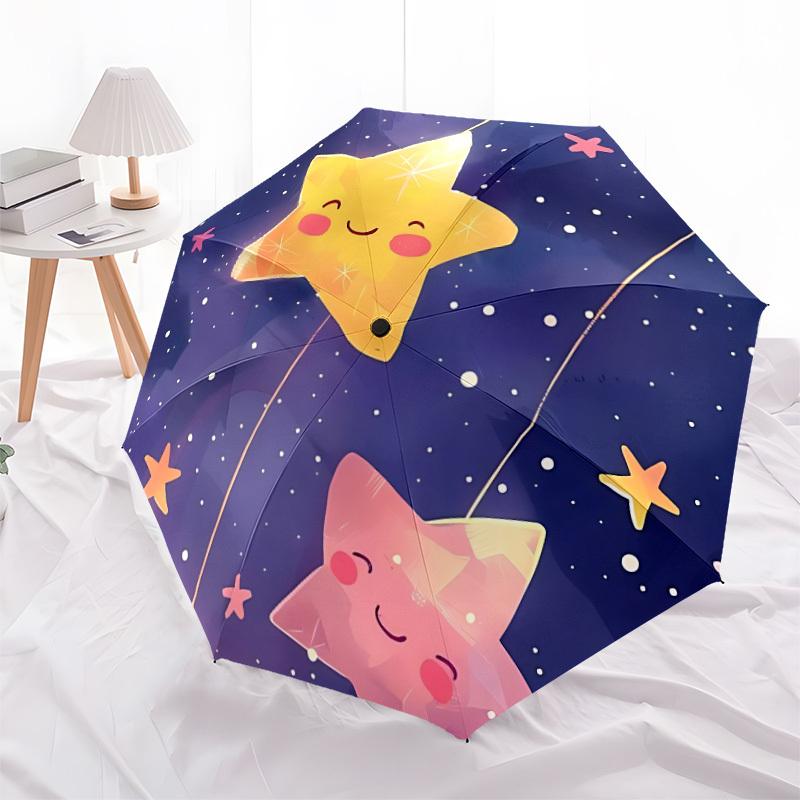 1pc Starry Night Automatic Open/Close Umbrella Compact Folding Umbrella, All-Season Portable Umbrella for Women/Men F1124049