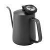 600ml Kaffekanna i rostfritt stål Svanhalsutlopp Tekanna med termometer(Svart)