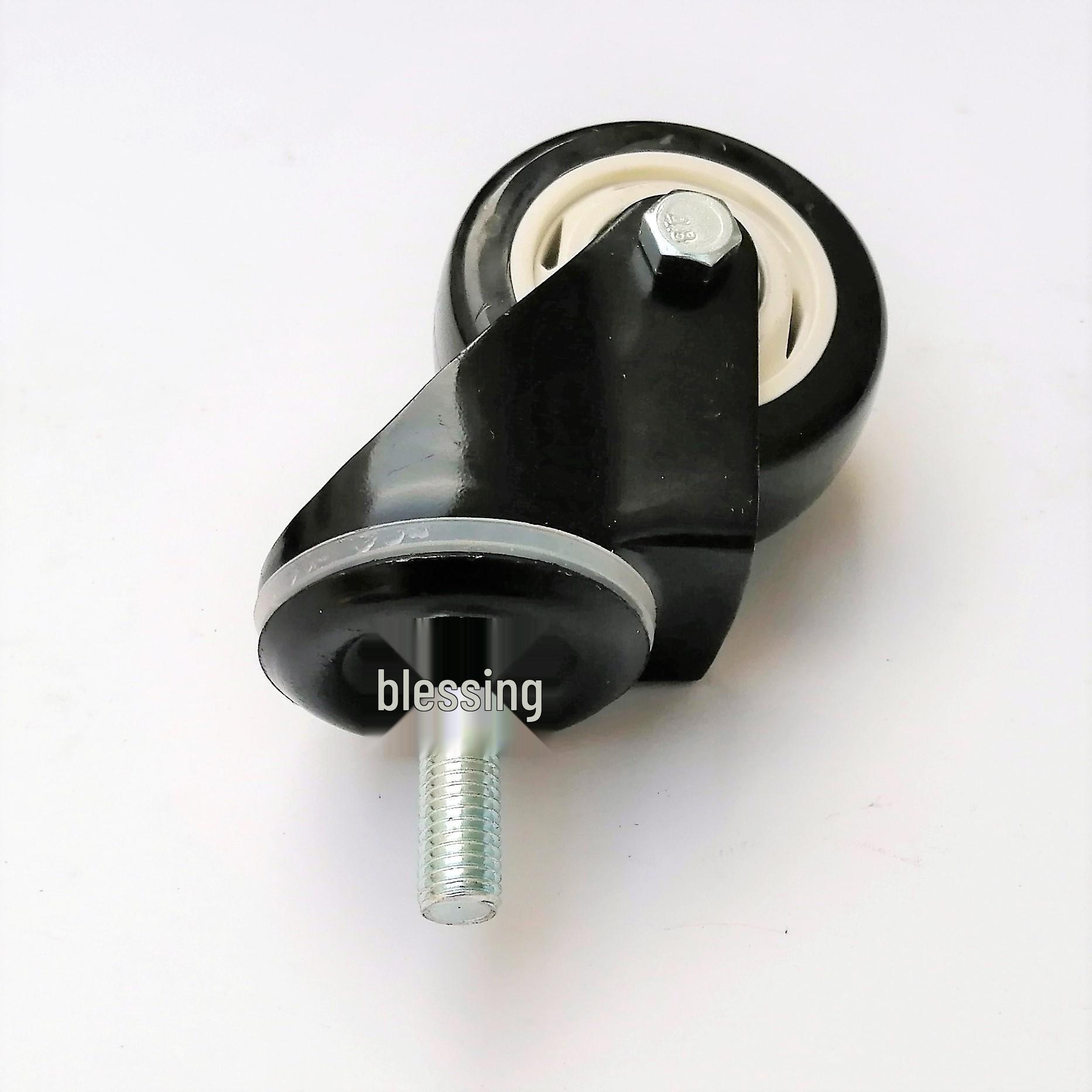 Threaded 12x30 Black Electrophoretic Swivel Caster Wheel, 3-inch Black Diamond Design