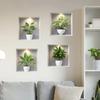 New 4PCS Tropical Green Plants Potted Plant Wall Stickers for Bedroom, Living Room, Entrance, Home Wall Decoration Stickers