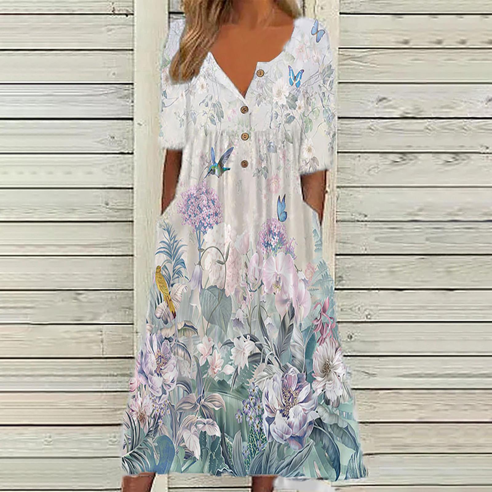 

Женское повседневное свободное платье с круглым вырезом и короткими рукавами и пуговицами, лето 2022 г. L белый