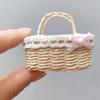 Dollhouse Hand Woven Rattan Basket Shopping Basket Straw Handbags Dollhouse Weaving Beach Bag For Dolls Miniature Decoration