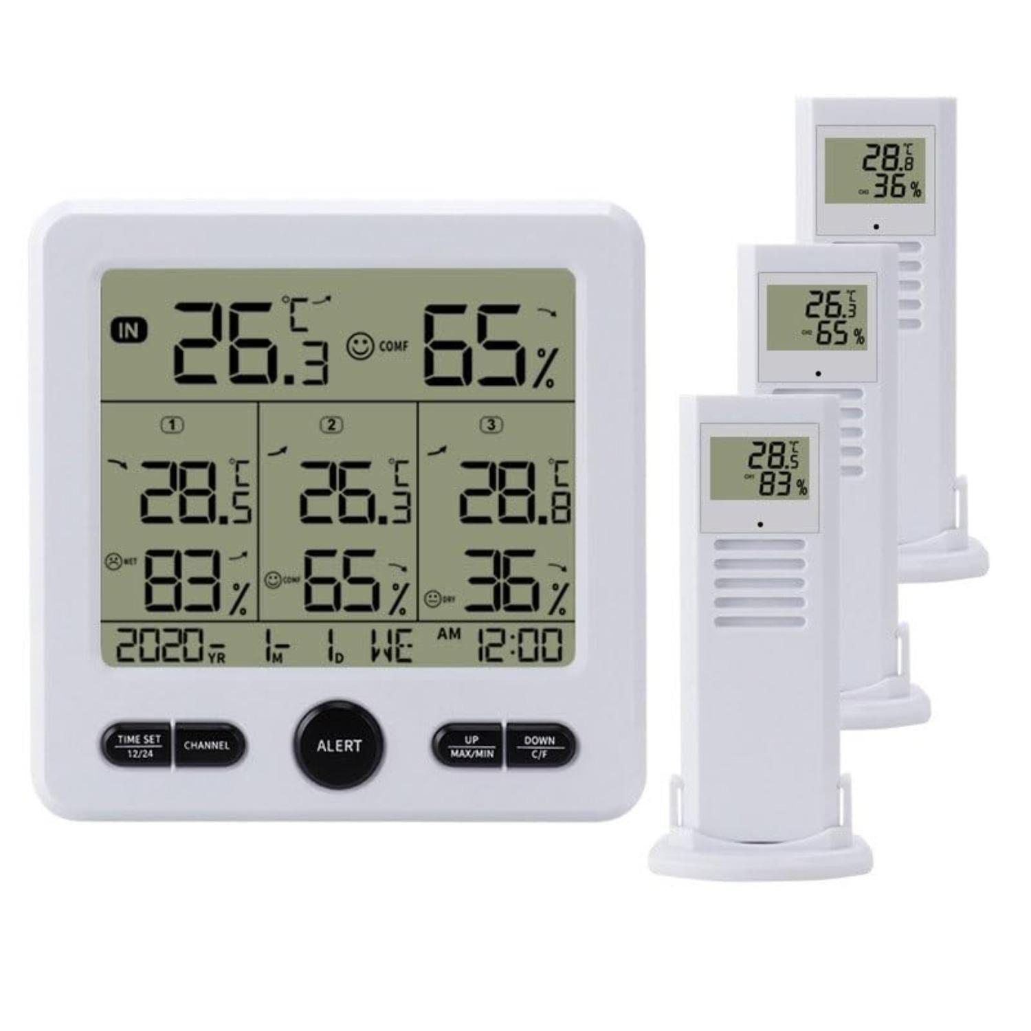 Large Screen with Color Indoor Outdoor Digital Temperature Humidity Meter белый