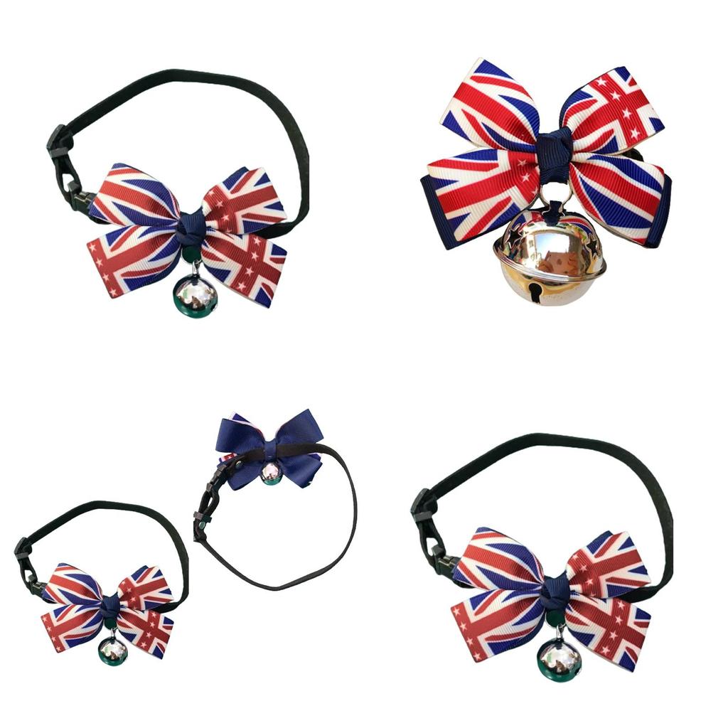 Union Jack Bow Tie Pet Collar With Bell Ideal For Small To Medium Sized Dogs And Cats