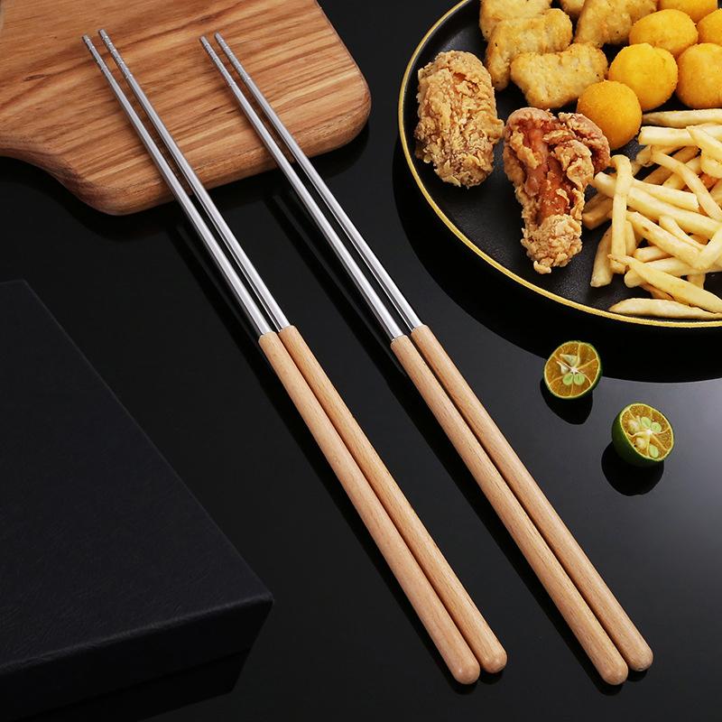 Stainless Steel Chopsticks Long Chopsticks Cook Noodles Deep Fried  Pot Chinese Chopsticks Reusable Metal Chopstick Tableware