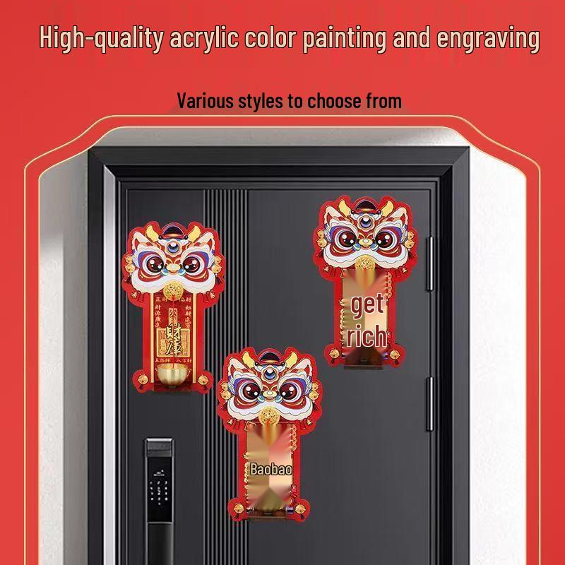 Auspicious Lion Dance Doorbell Magnet – Chinese Spring Festival Decoration