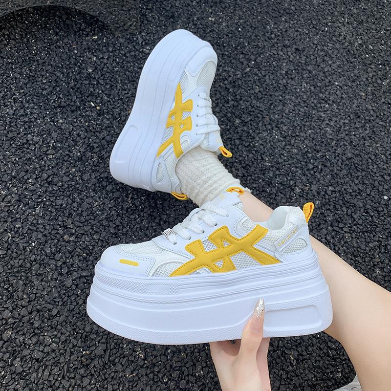 Height-increasing little white shoes women's new mesh spring and summer breathable 2025 casual sports dad shoes platform German training shoes